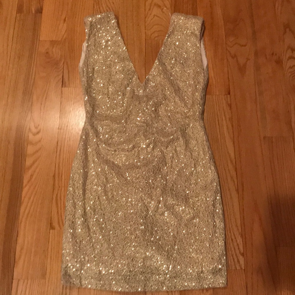 Sparkly Deep V Dress
